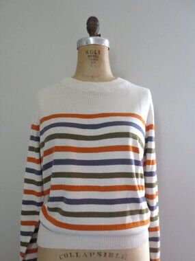Pact Organic Cotton Multi-Colored Stripes Fitted Sweater